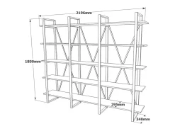 Estante Astoria Estilo Industrial Madeira e Metal 12 Prateleiras Carvalho Antracite 180x220 cm