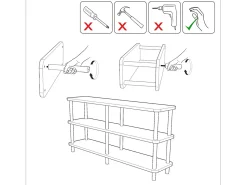Estante baixo design SOFIE 180 cm madeira natural e pés pretos, 3 prateleiras melaminadas, montagem sem ferramentas