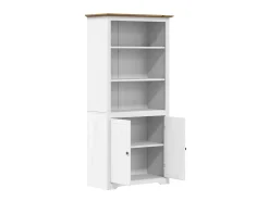 Estante BODO 82x40x173 cm madeira pinho maciça branco/castanho PT652511