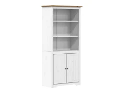 Estante BODO 82x40x173 cm madeira pinho maciça branco/castanho PT652511