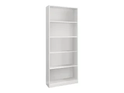 Estante Boston, Estante linear com 4 prateleiras, Estante de escritório ou quarto, Estante moderna, 80x28h201 cm, Branco