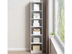 ESTANTE BRANCA DE PÉ PARA LIVROS PRATELEIRAS ALTAS COLUNA ESCANDINAVA ARMÁRIO LOFT