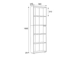 Estante Bulas Antracite A. 169 x L. 56 x P. 20 cm