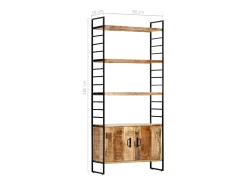 Estante c/ 4 prateleiras 80x30x180 cm madeira mangueira áspera