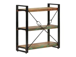 Estante c/ 3 prateleiras 77x30x80cm madeira recup. maciça/ferro PT716430