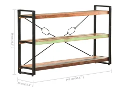 Estante c/ 3 prateleiras 140x30x80cm madeira recuperada maciça PT228559