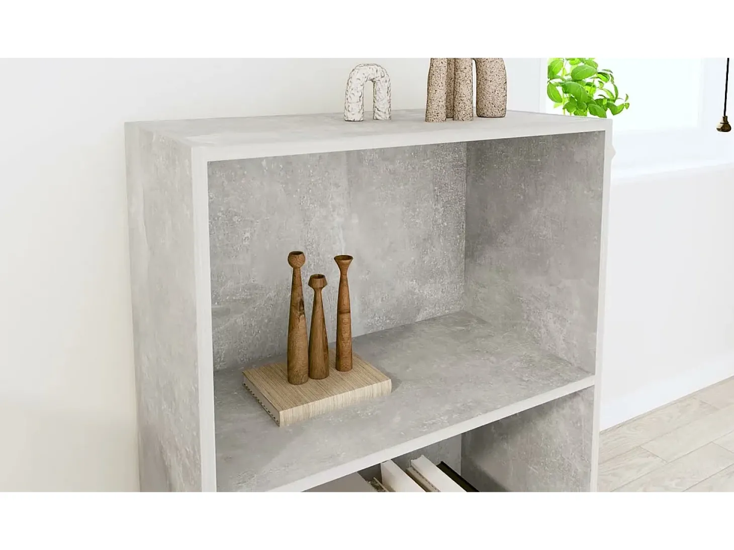 Estante c 2 prateleiras 60x30x76,5cm contrap. cinzento cimento