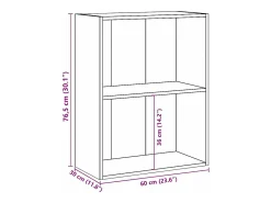 Estante c 2 prateleiras 60x30x76,5cm contrap. cinzento cimento