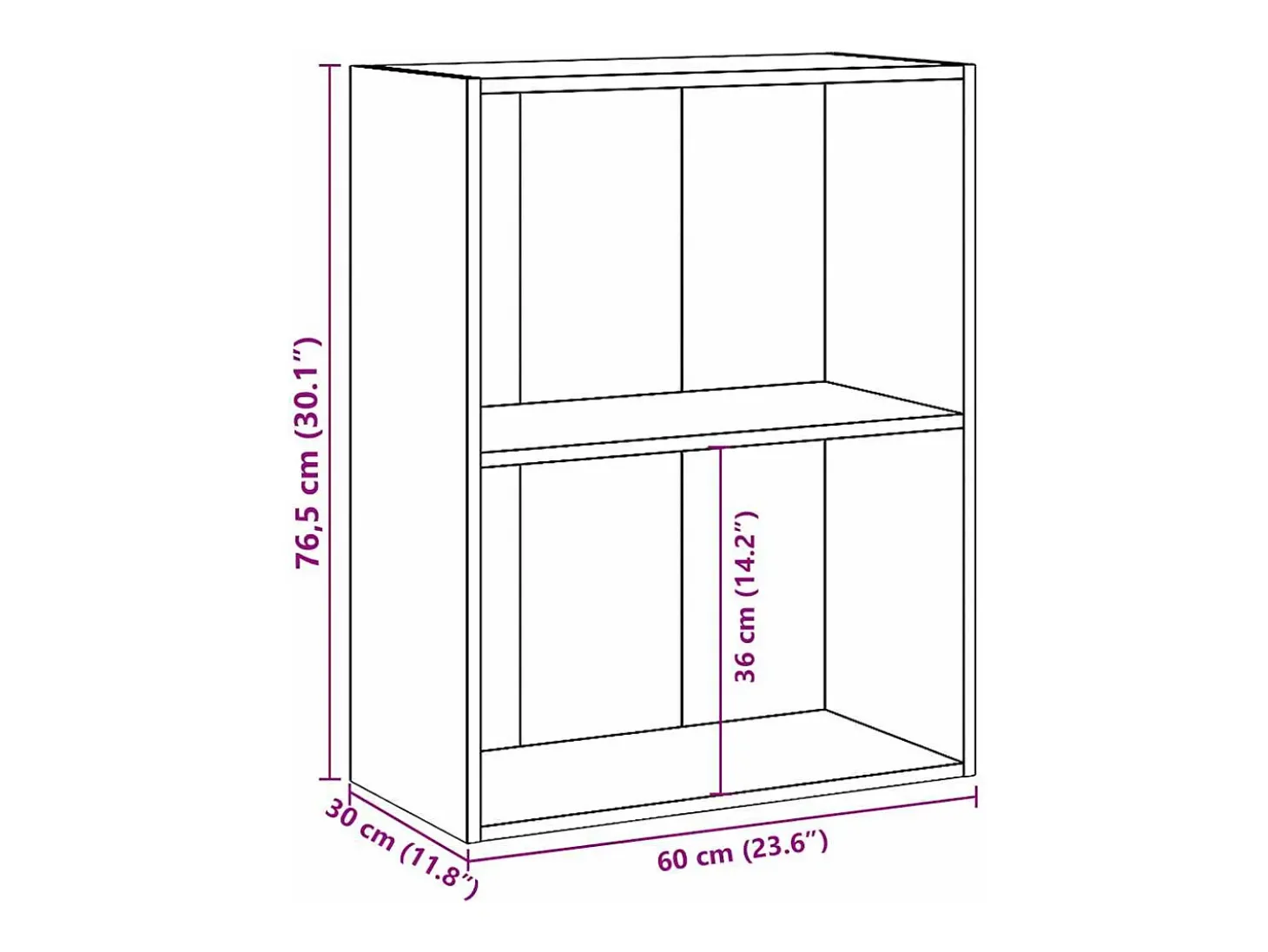 Estante c 2 prateleiras 60x30x76,5cm contrap. cinzento cimento