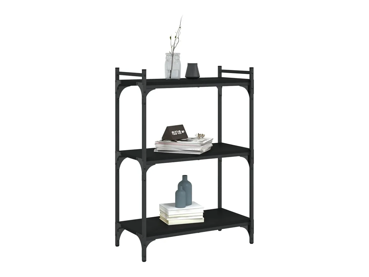 Estante c/ 3 prateleiras 60x30x86 cm derivados de madeira preto PT180723