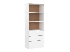 Estante c/ gavetas ALTA 60x35x142 cm pinho maciço branco PT454012