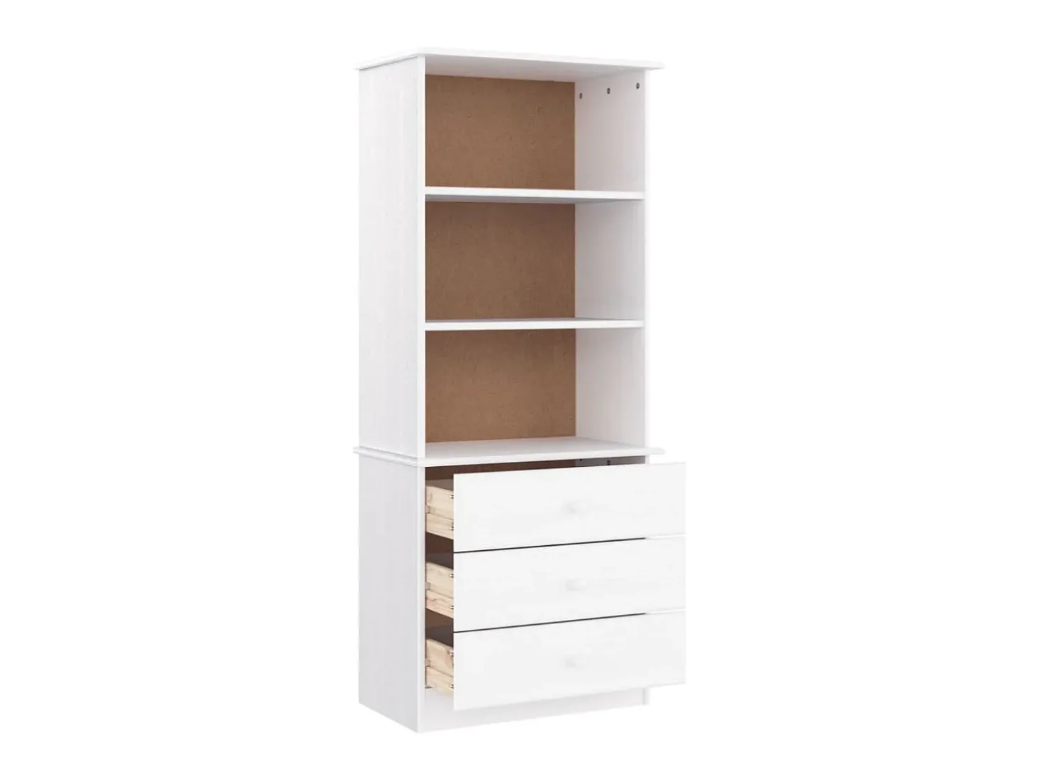 Estante c/ gavetas ALTA 60x35x142 cm pinho maciço branco PT454012