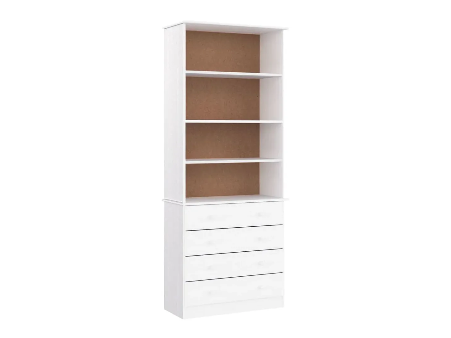 Estante c/ gavetas ALTA 77x35x186,5 cm pinho maciço branco PT993911