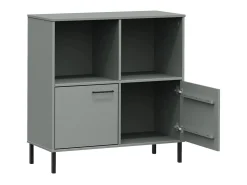 Estante c/ pernas metal 90x35x90,5 cm madeira maciça OSLO cinza PT952917