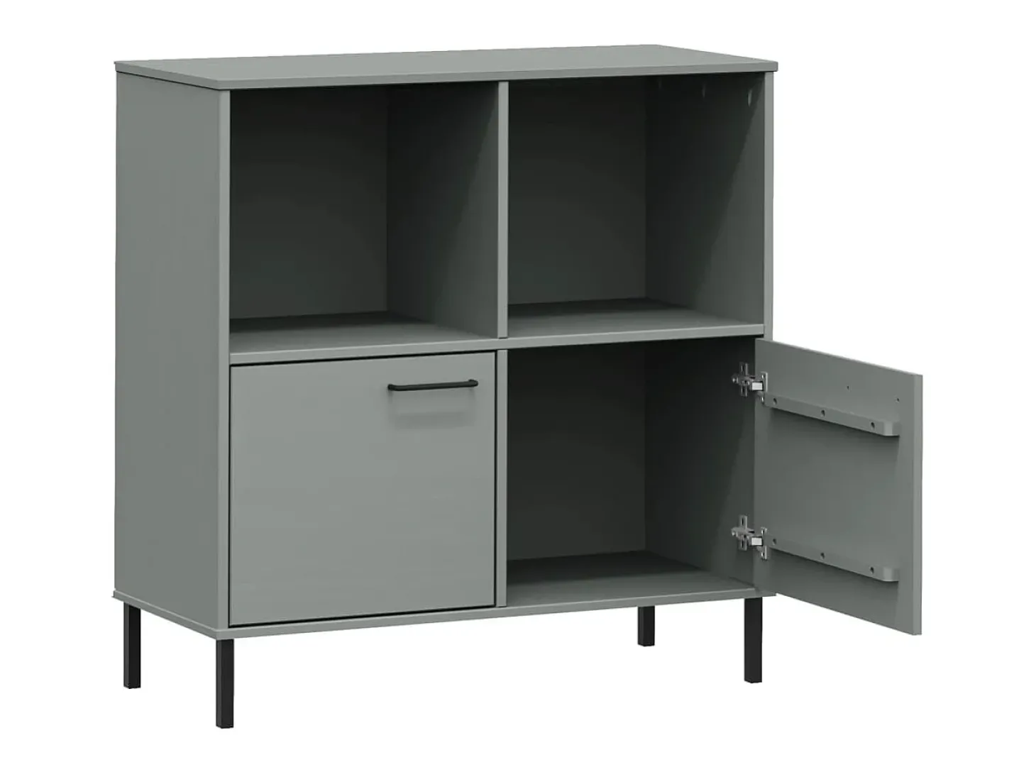Estante c/ pernas metal 90x35x90,5 cm madeira maciça OSLO cinza PT952917