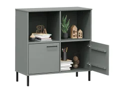 Estante c/ pernas metal 90x35x90,5 cm madeira maciça OSLO cinza PT952917