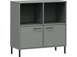 Estante c/ pernas metal 90x35x90,5 cm madeira maciça OSLO cinza PT952917