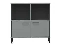Estante c/ pernas metal 90x35x90,5 cm madeira maciça OSLO cinza PT952917