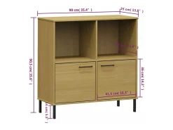 Estante c/ pernas metal 90x35x90,5 cm madeira OSLO castanho