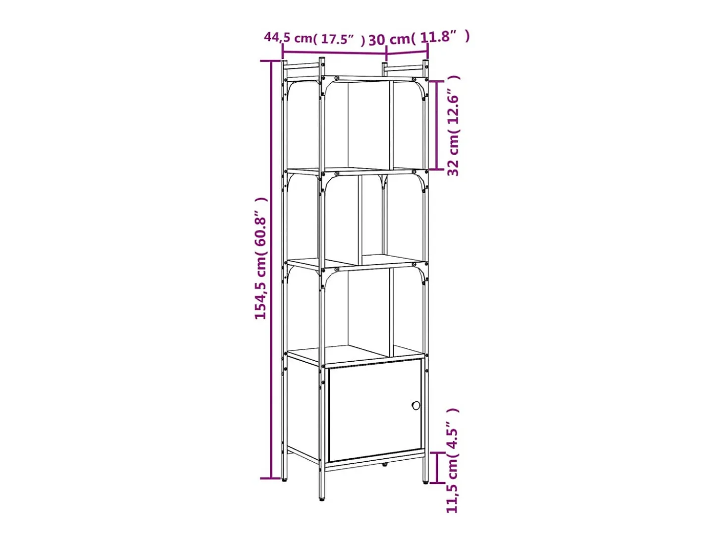 Estante c/ porta 44,5x30x154,5 cm deriv. madeira cinza sonoma