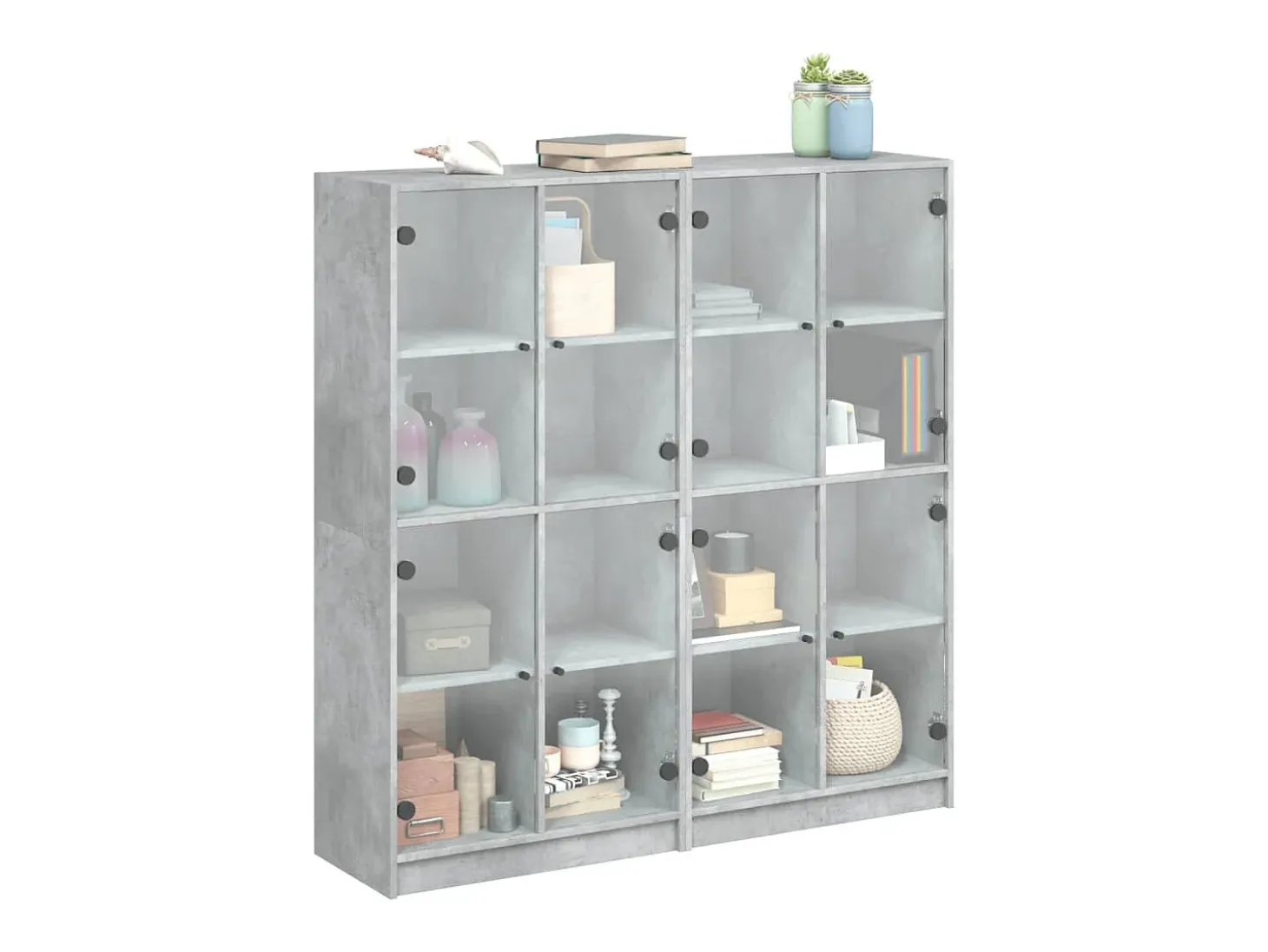 Estante c/ portas 136x37x142 cm derivados madeira cinza cimento PT707234