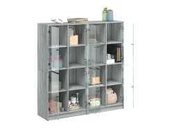 Estante c/ portas 136x37x142 cm derivados madeira cinza sonoma PT687537