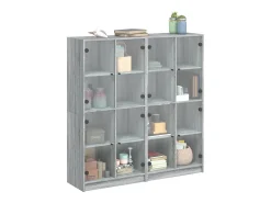 Estante c/ portas 136x37x142 cm derivados madeira cinza sonoma PT687537