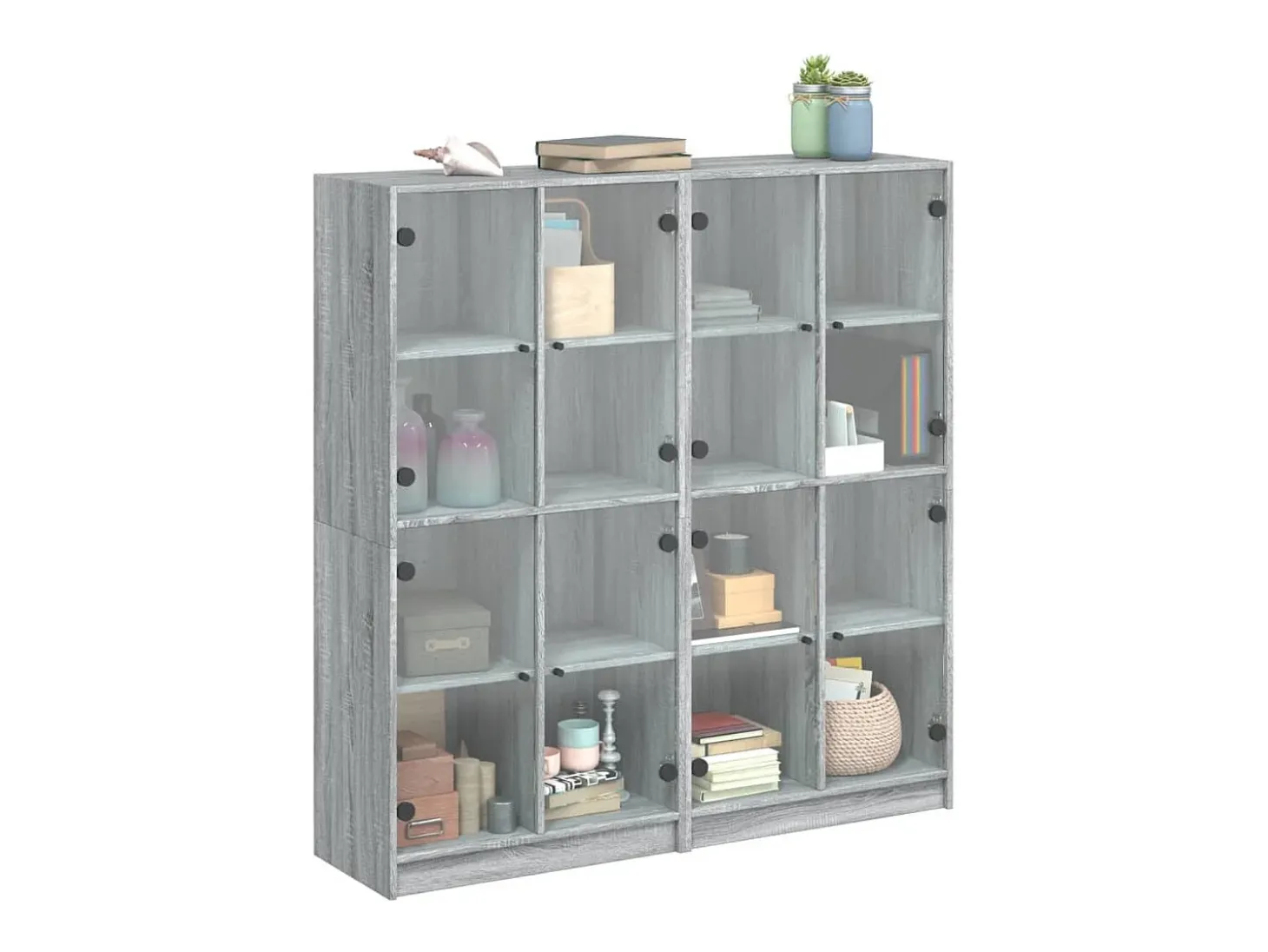 Estante c/ portas 136x37x142 cm derivados madeira cinza sonoma PT687537