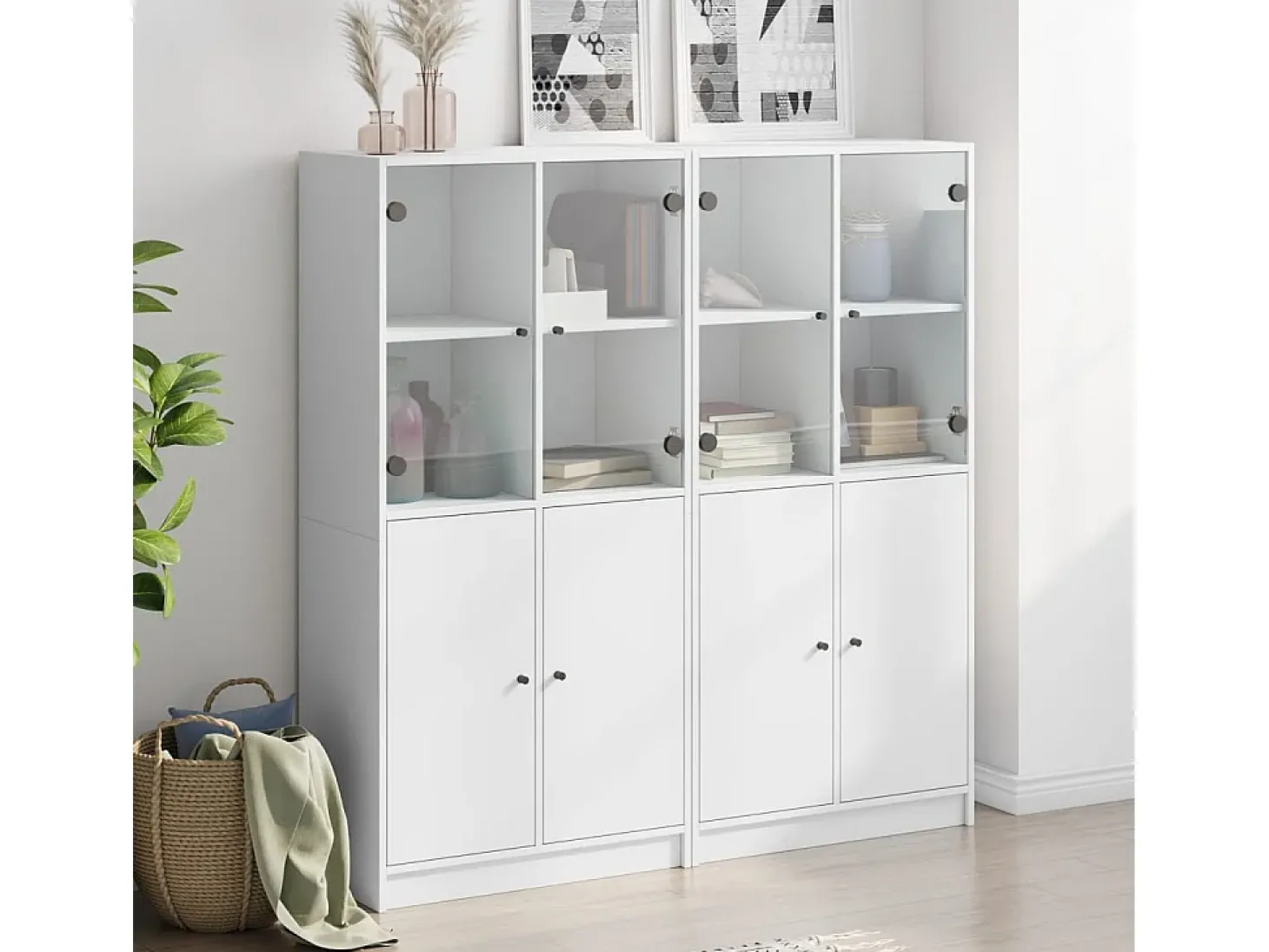 Estante c/ portas 136x37x142 cm derivados de madeira branco PT489377