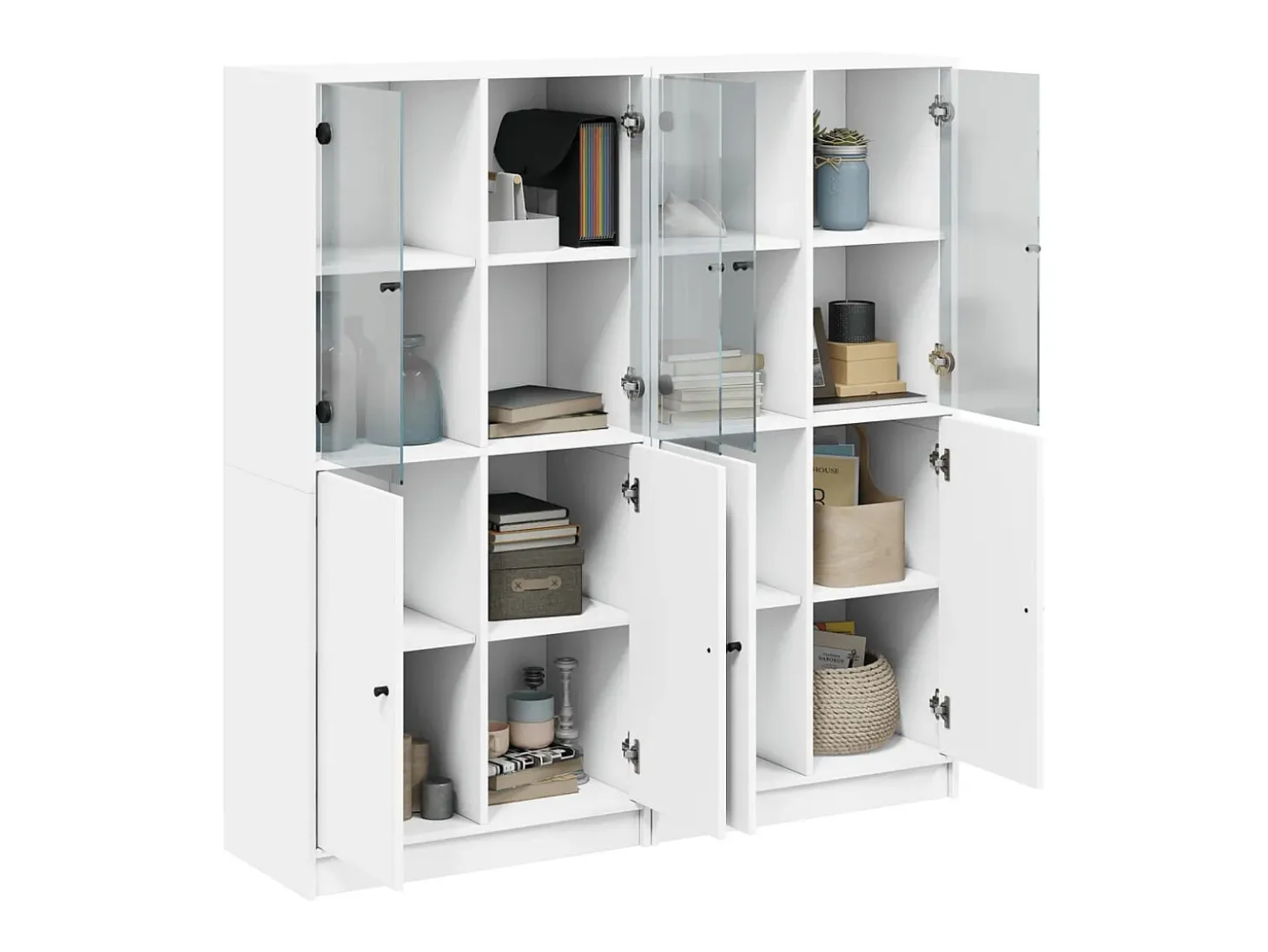 Estante c/ portas 136x37x142 cm derivados de madeira branco PT489377