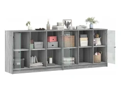 Estante c/ portas 204x37x75 cm derivados madeira cinza sonoma PT644193