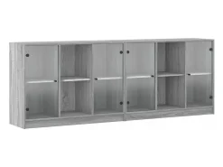 Estante c/ portas 204x37x75 cm derivados madeira cinza sonoma PT644193