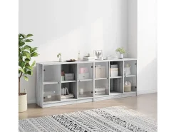 Estante c/ portas 204x37x75 cm derivados madeira cinza sonoma PT644193