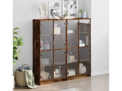 Estante c/ portas 136x37x142 cm deriv. madeira carvalho fumado PT737029