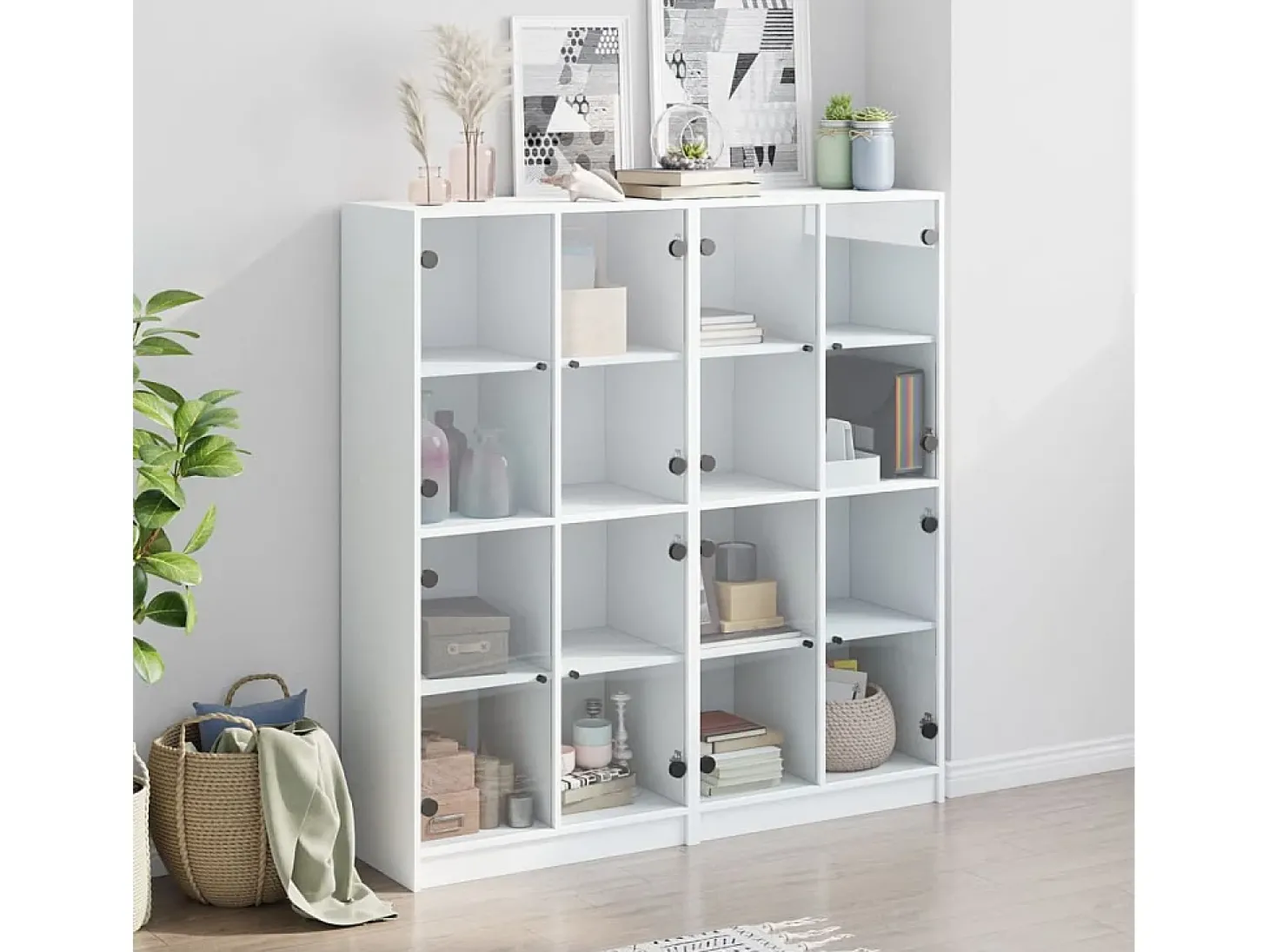 Estante c/ portas 136x37x142 cm derivados de madeira branco PT261256