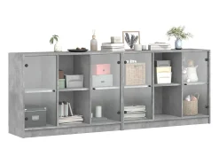 Estante c/ portas 204x37x75 cm derivados madeira cinza cimento PT521040