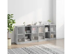 Estante c/ portas 204x37x75 cm derivados madeira cinza cimento PT521040