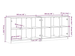 Estante c/ portas 204x37x75 cm derivados madeira cinza sonoma