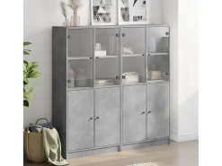 Estante c/ portas 136x37x142 cm derivados madeira cinza cimento PT919539