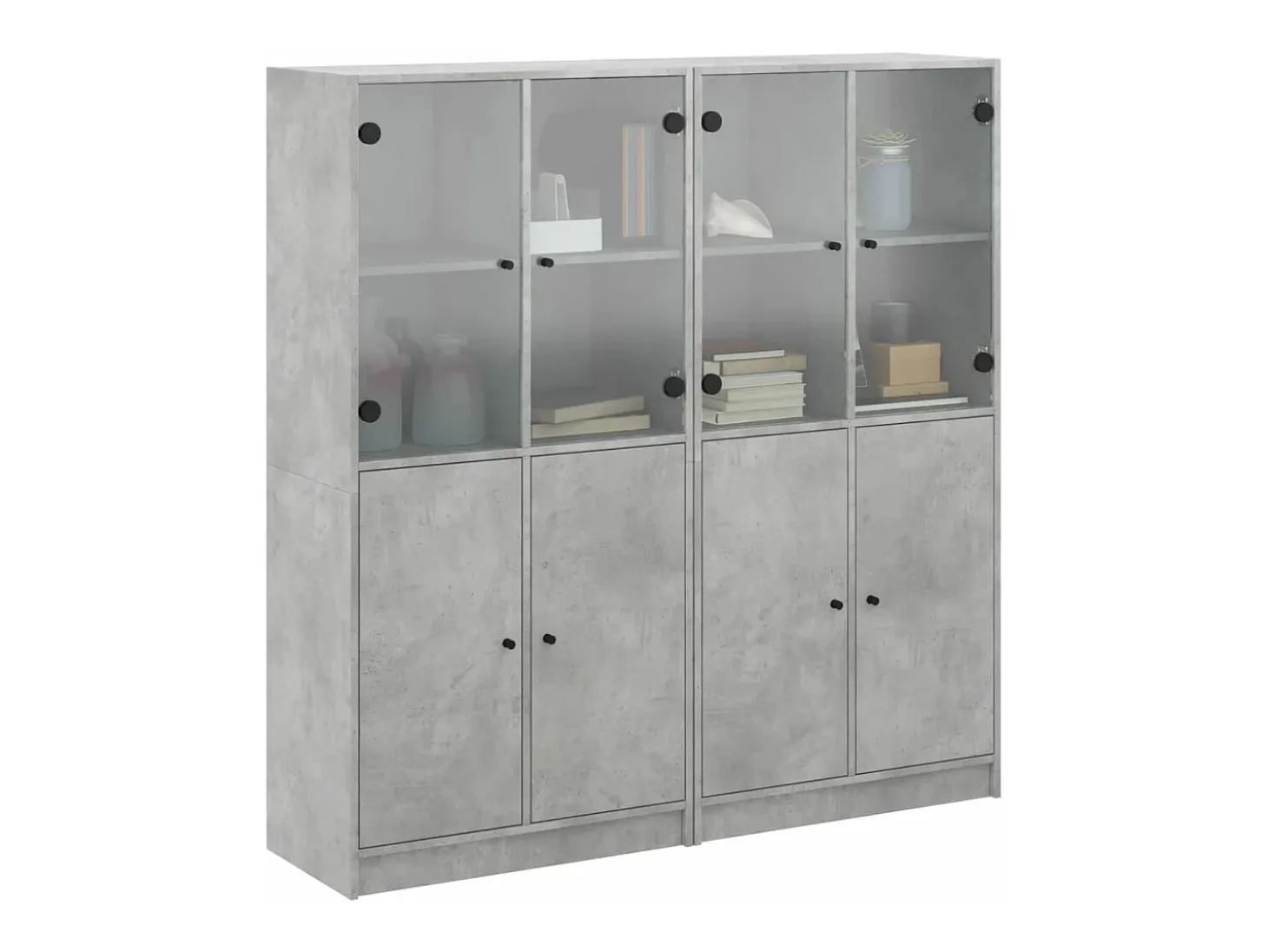 Estante c/ portas 136x37x142 cm derivados madeira cinza cimento PT919539
