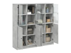 Estante c/ portas 136x37x142 cm derivados madeira cinza cimento PT919539