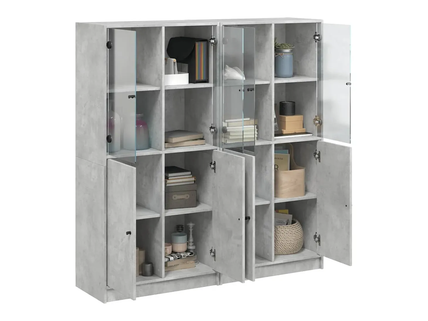 Estante c/ portas 136x37x142 cm derivados madeira cinza cimento PT919539