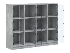 Estante c/ portas 136x37x109 cm derivados madeira cinza cimento