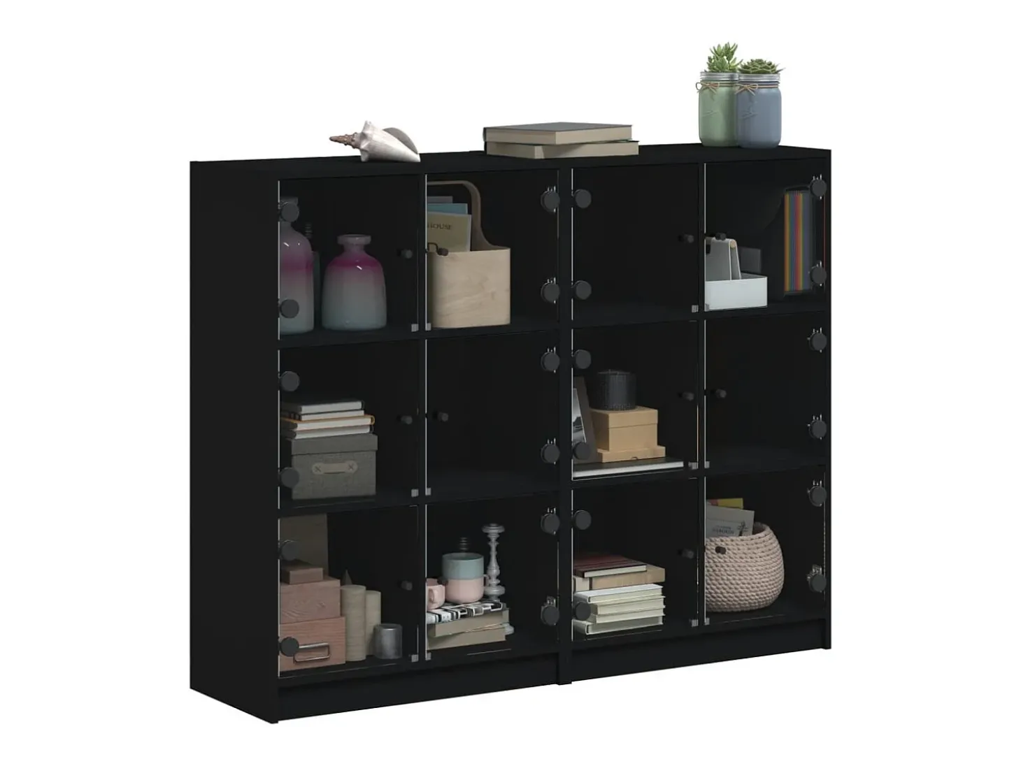 Estante c/ portas 136x37x109 cm derivados de madeira preto PT822647