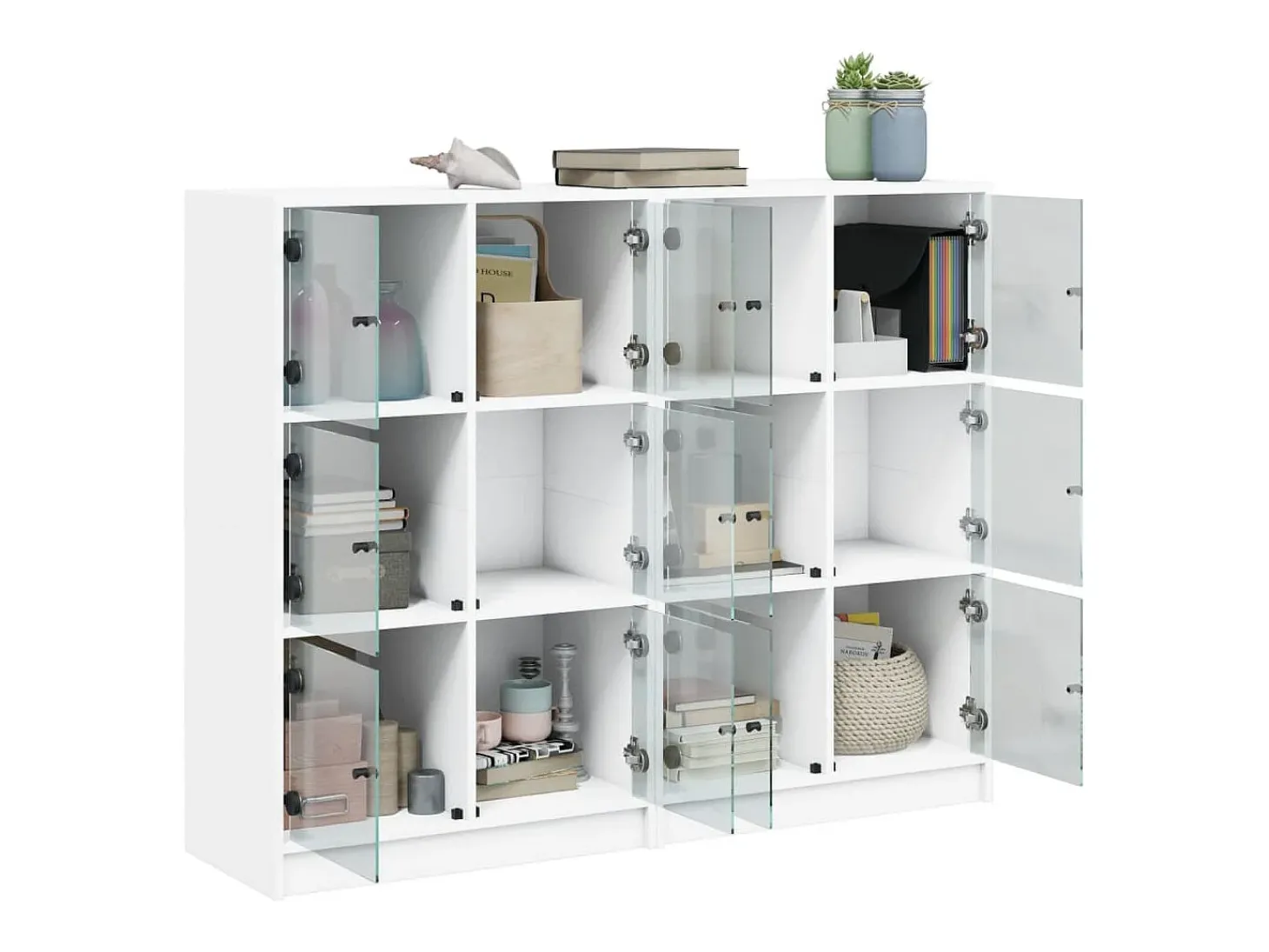 Estante c/ portas 136x37x109 cm derivados madeira branco PT613745