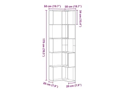 Estante canto 5 prateleiras 50x50x179 cm deriv. madeira branco
