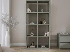 Estante com 8 compartimentos – Cor: Aloé verde – 147 × 74 × 30 cm, vertical ou horizontal