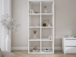 Estante com 8 compartimentos – Cor: Branco – 147 × 74 × 30 cm, vertical ou horizontal