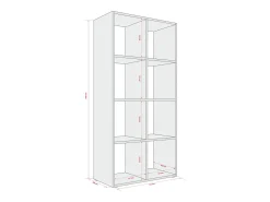 Estante com 8 compartimentos – Cor: Preto – 147 × 74 × 30 cm, vertical ou horizontal