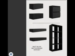 Estante com 8 compartimentos – Cor: Preto – 147 × 74 × 30 cm, vertical ou horizontal